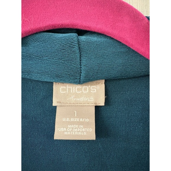 Women's Chicos‎ Size 1 Lightweight 3/4 Length Sleeves Blue Cardigan Sweater - Picture 3 of 5